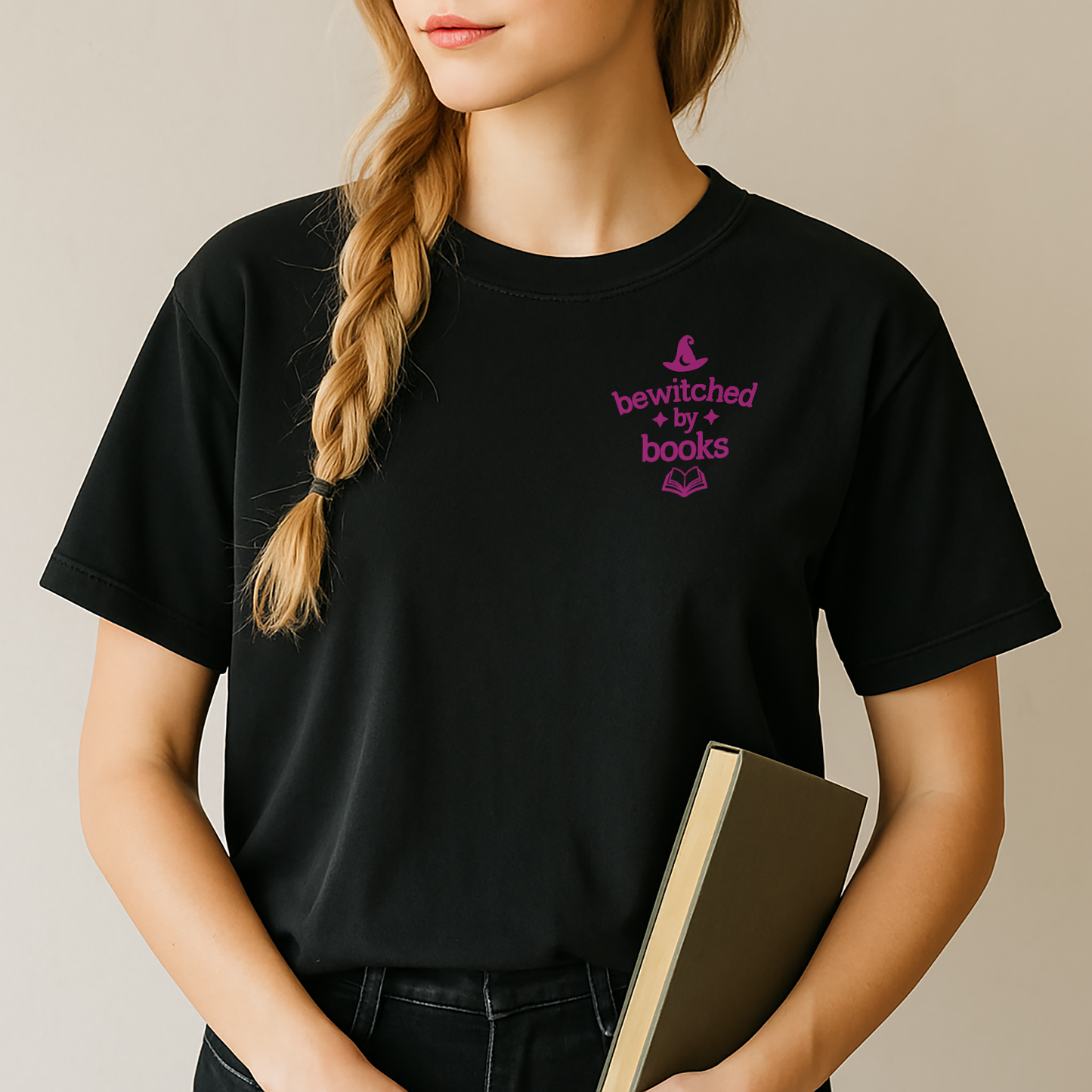 "Bewitched by Books" Embroidered Unisex Tee