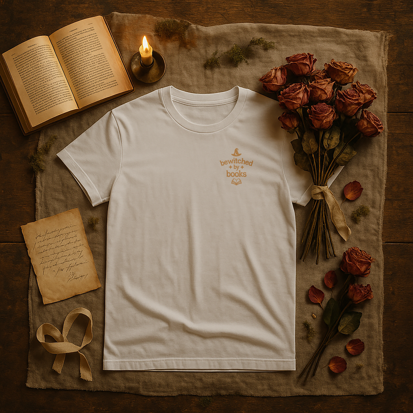 "Bewitched by Books" Embroidered Unisex Tee