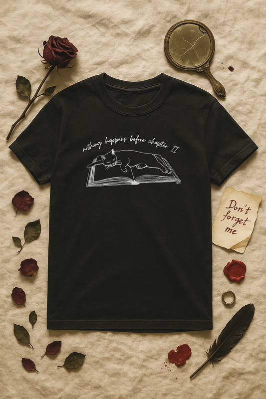 "Nothing Happens Before Chapter Two 01" – Unisex Garment-Dyed Heavyweight T-Shirt