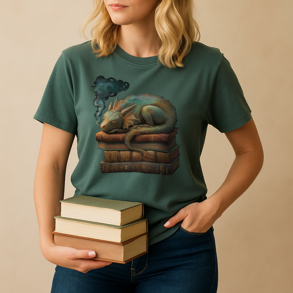 "Book Dragon" – Unisex Garment-Dyed Heavyweight T-Shirt