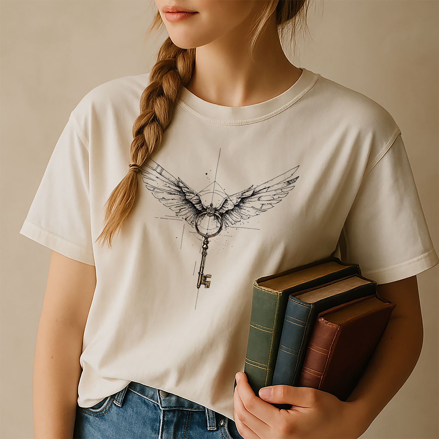 "Winged Key" – Unisex Garment-Dyed Heavyweight T-Shirt