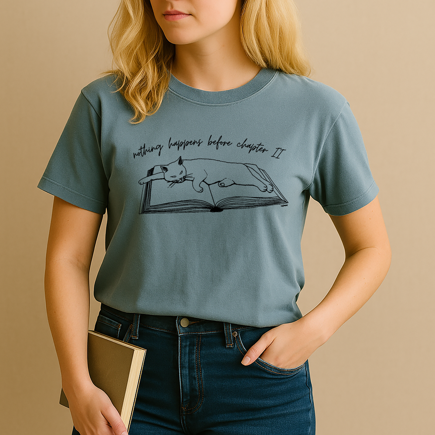 "Nothing Happens Before Chapter Two 01" – Unisex Garment-Dyed Heavyweight T-Shirt