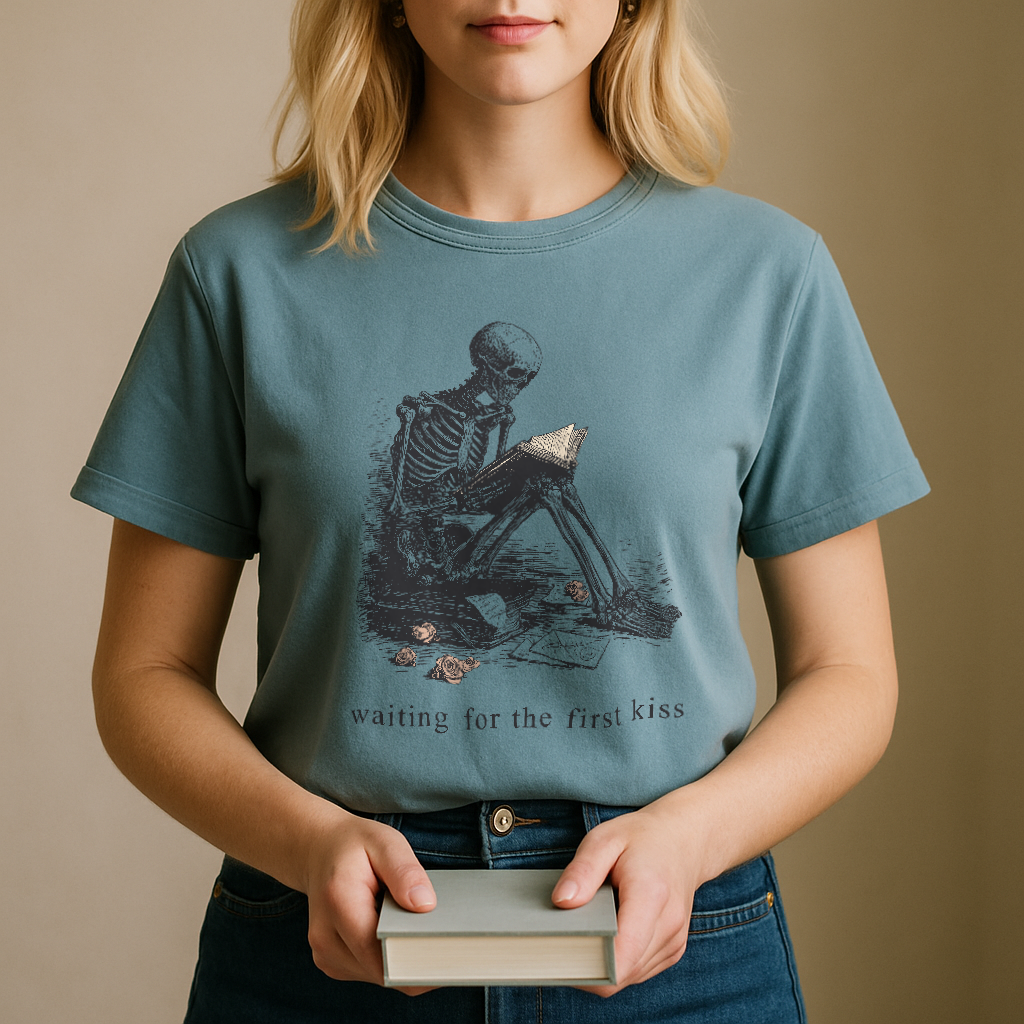 "Waiting for the First Kiss" – Unisex Garment-Dyed Heavyweight T-Shirt