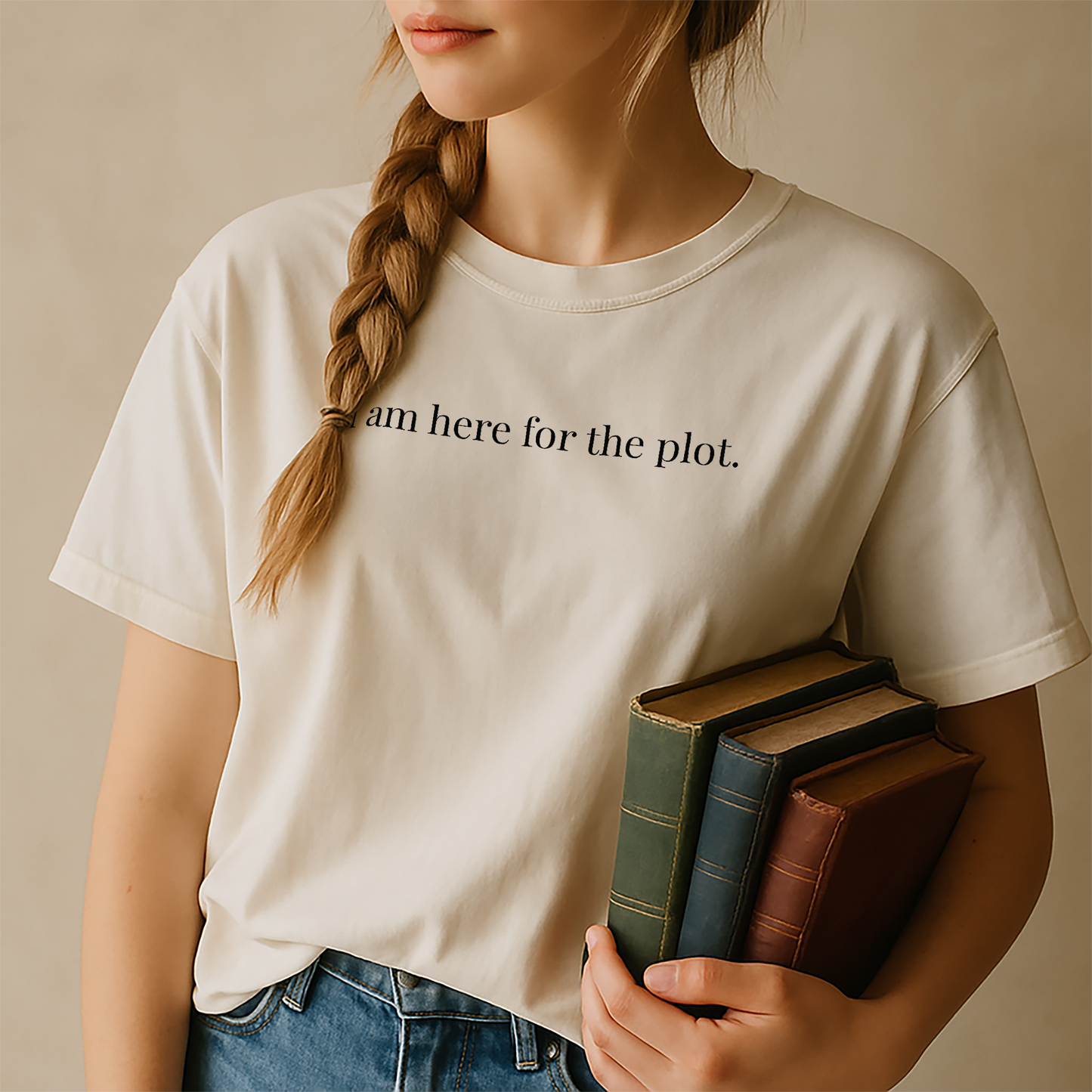 "I am here for the plot." – Unisex Garment-Dyed Heavyweight T-Shirt