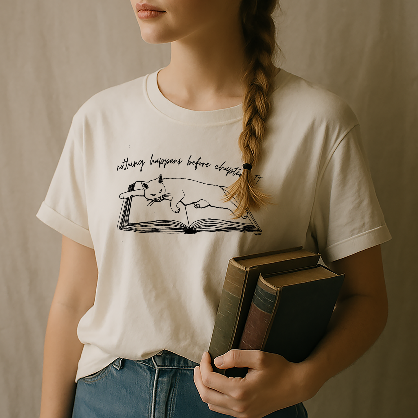 "Nothing Happens Before Chapter Two 01" – Unisex Garment-Dyed Heavyweight T-Shirt