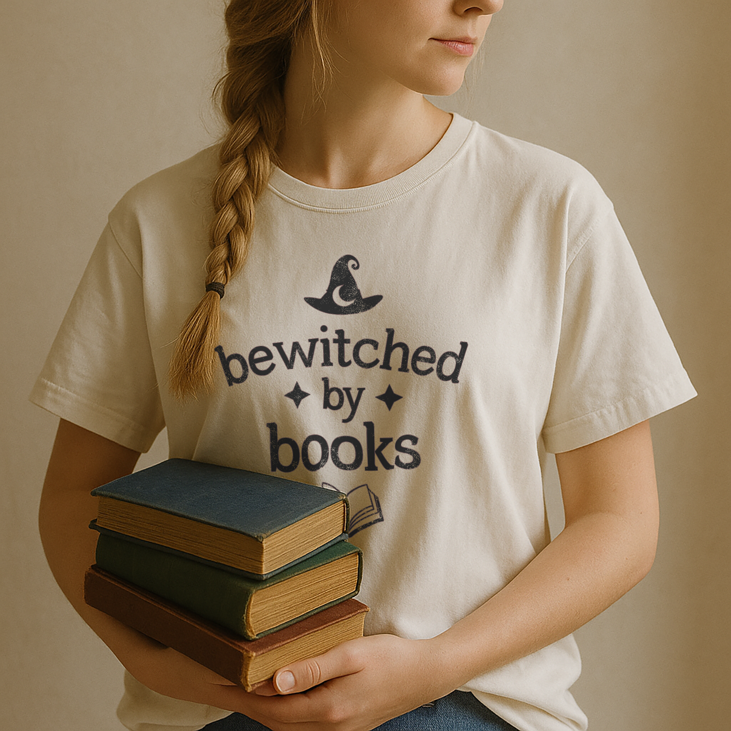 "Bewitched by Books" – Unisex Garment-Dyed Heavyweight T-Shirt